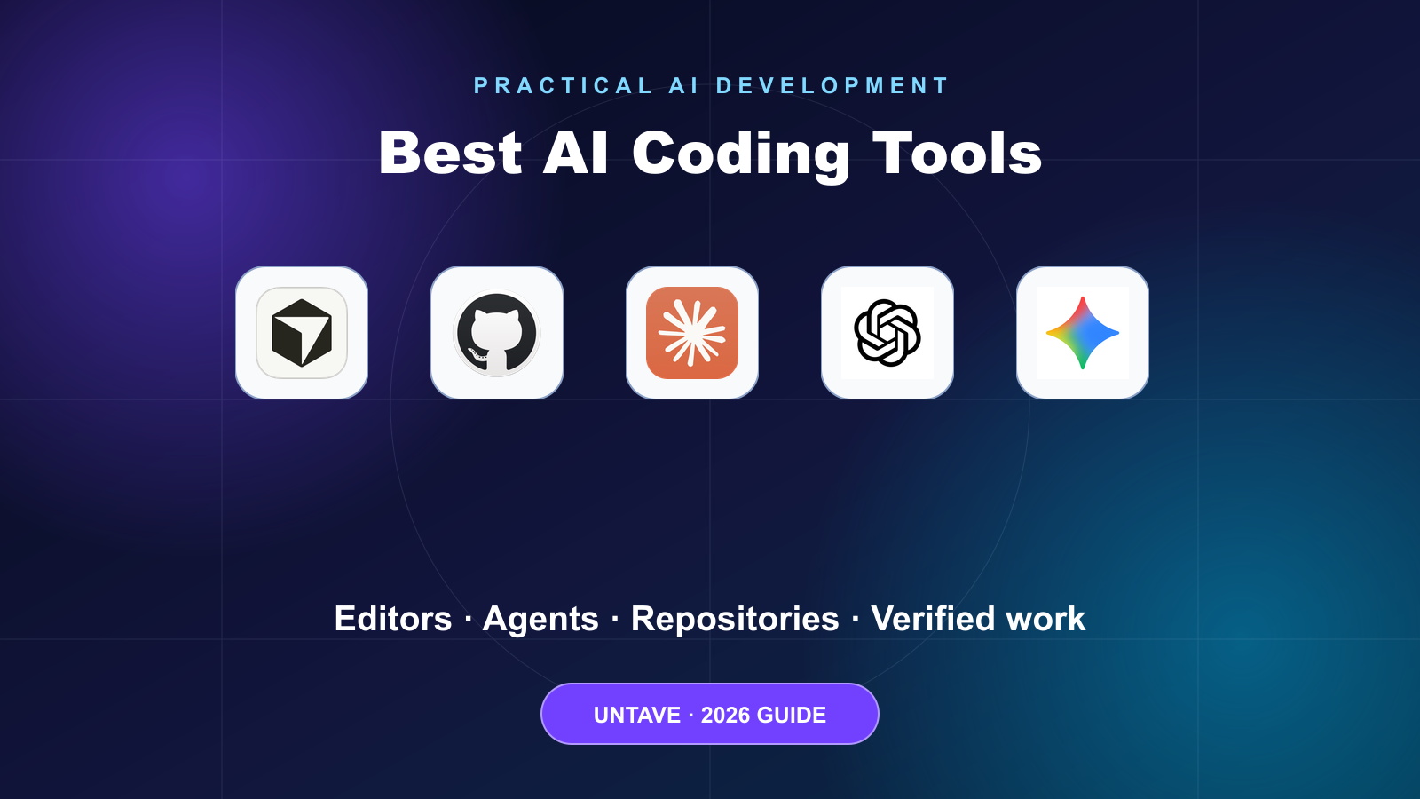 Cursor, GitHub Copilot, Claude, ChatGPT, and Gemini coding tool logos