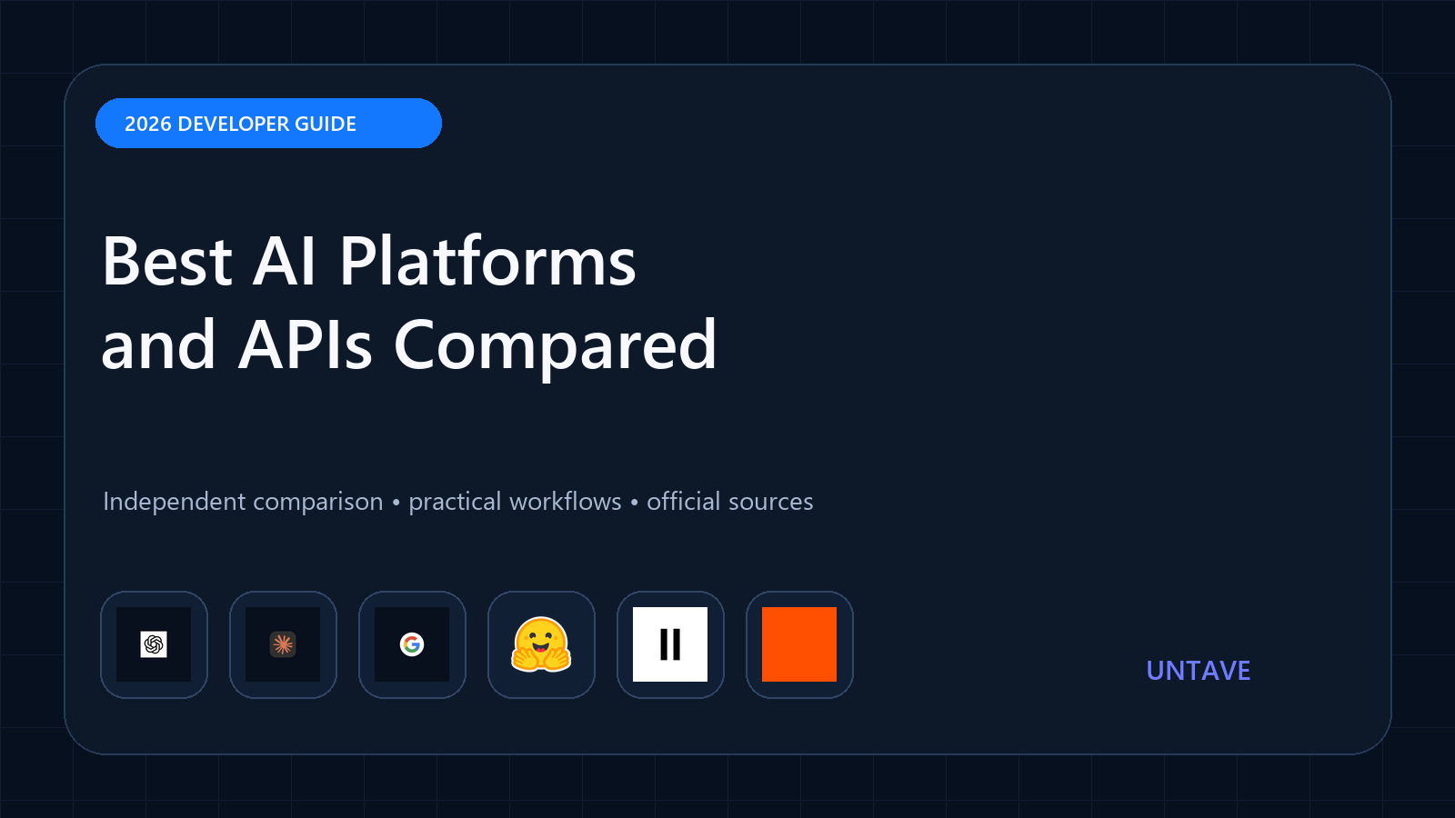 Official logos for OpenAI, Anthropic, Google AI Studio, Hugging Face, ElevenLabs, and Zapier