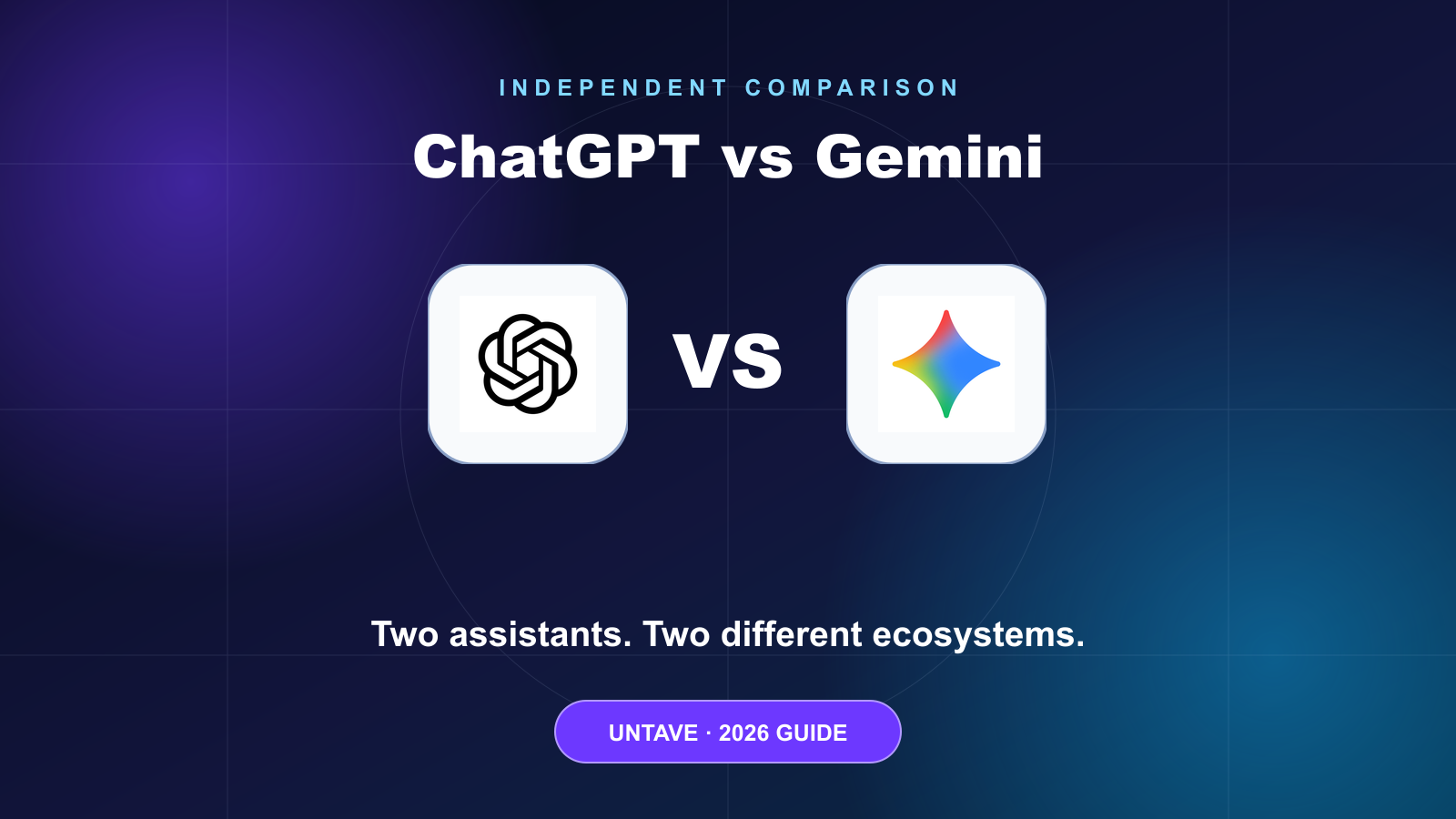 ChatGPT and Gemini logos in an independent AI assistant comparison