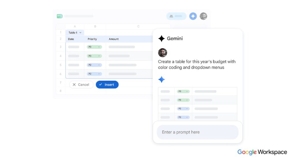 Gemini in Google Sheets official product interface or branded cover